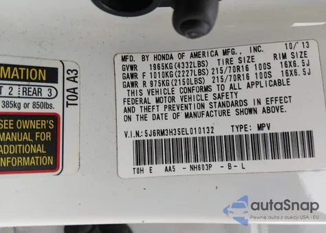 2014 Honda Cr-V Lx from USA, damaged, VIN 5J6RM3H35EL010132
